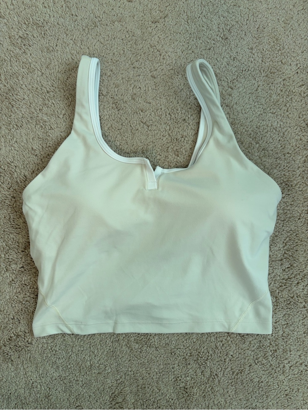 Lululemon Align Notched Neck Ivory White Trim Cropped Tank Top Women's Size 8